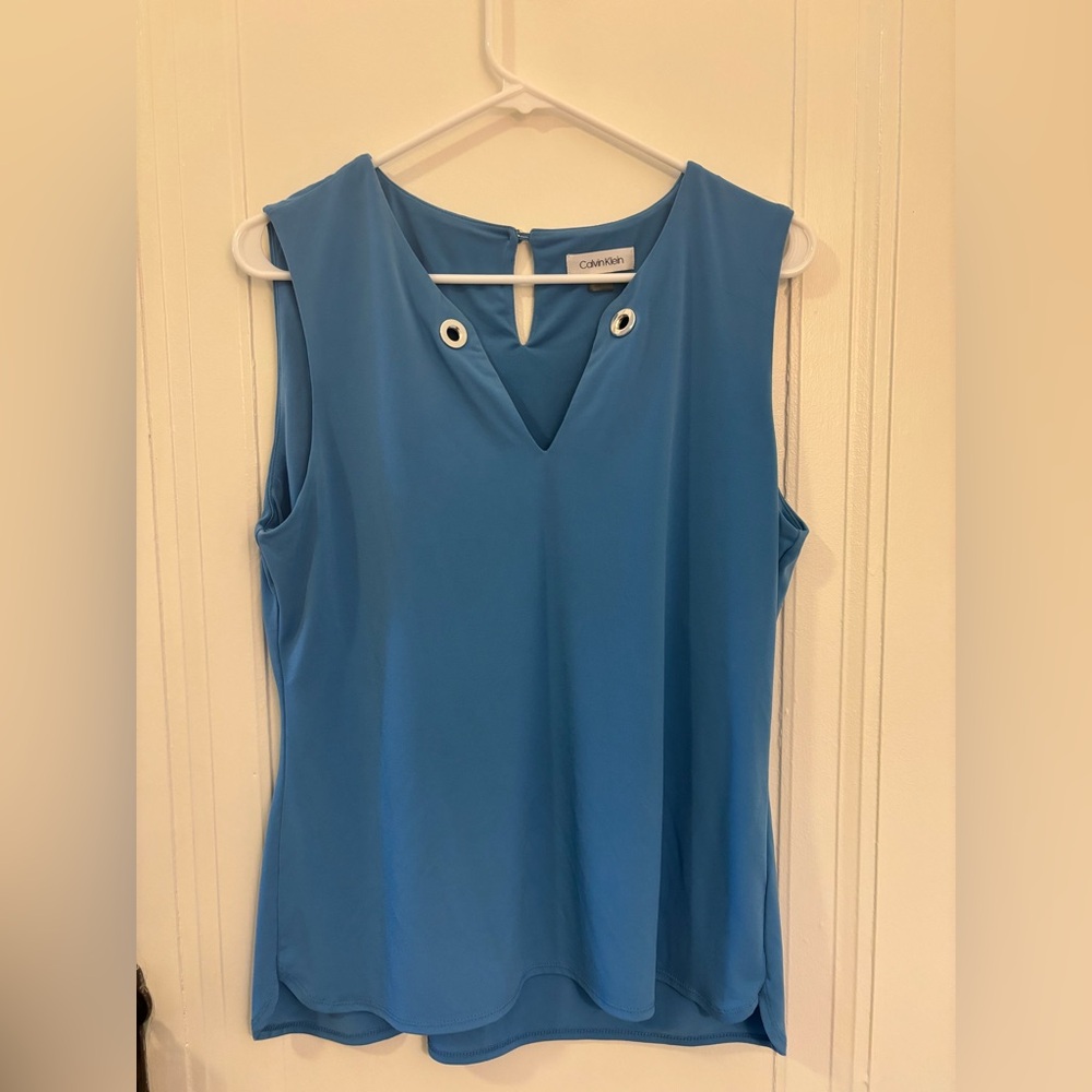 Calvin Klein Tank Top Blouse Size L in Pewter Blue